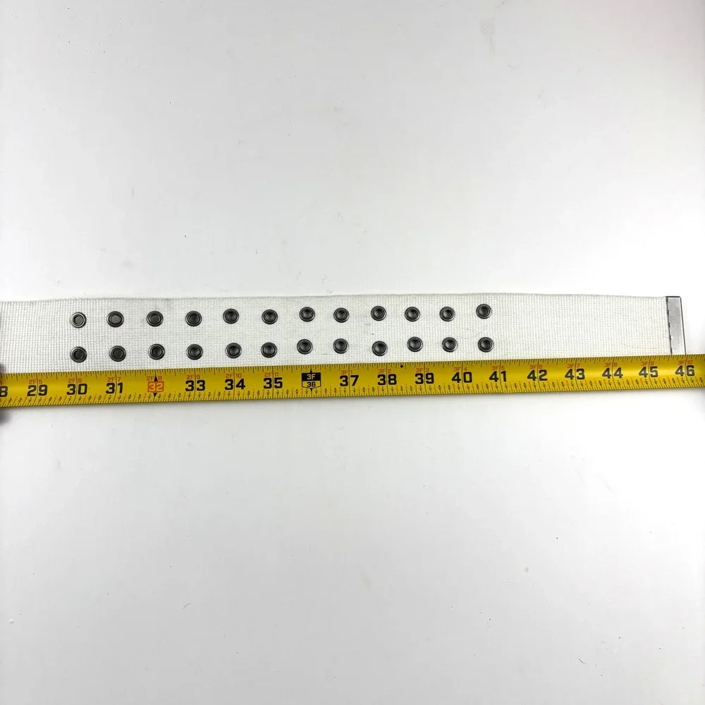 Tommy Hilfiger Webbed Belt Womens XL White Double Prong Canvas Wide Preppy Y2K - Picture 3 of 3